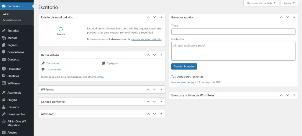 wordpress cms web autoadministrable